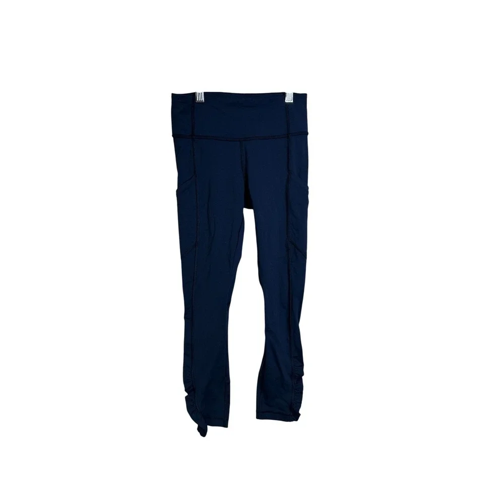 Lululemon Athletica Womens Blue Crop Leggings Ruched‎ Size 2